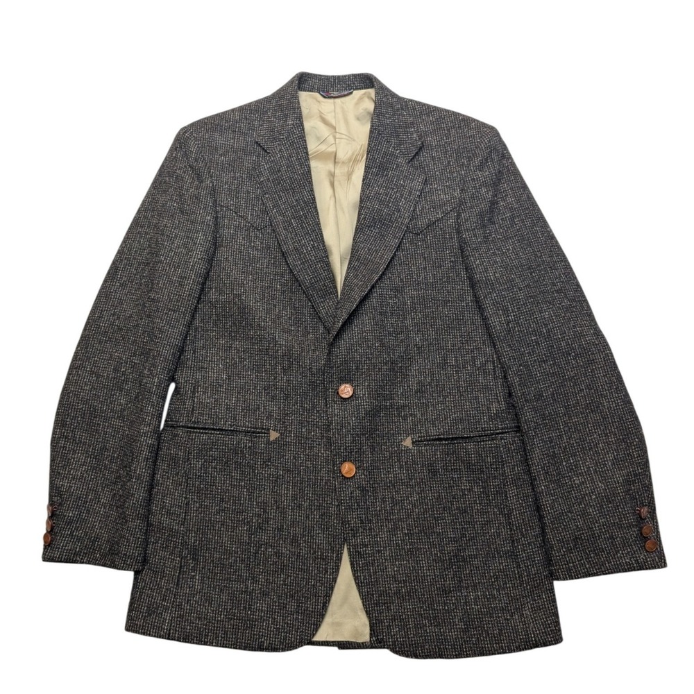 VTG USA Larry Mahan Cowboy Collection Blazer Mens 38R Brown Tweed Western Coat